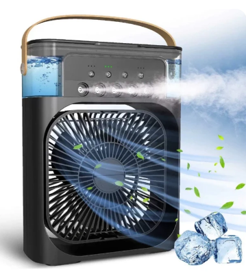 Portable Air Conditioner Fan with 3 Wind Speeds,600ML Personal Cooling Fan,Air Cooler with 7 Colors Light