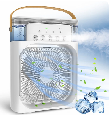 Portable Air Conditioner Fan with 3 Wind Speeds,600ML Personal Cooling Fan,Air Cooler with 7 Colors Light